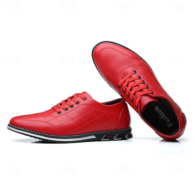 Men's Stylish Lace-Up Quilted Faux Blue Sneakers - Leather