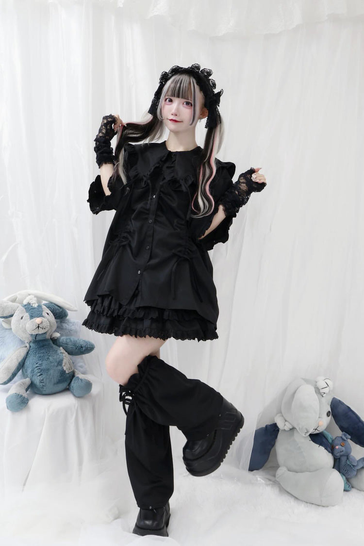 Doll Collar Long Sleeve Ruffled Bow Sweet Jirai Kei Blouse