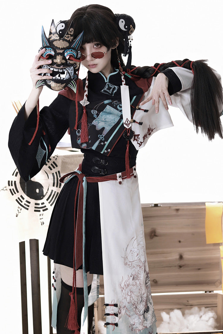 Walking With Demon Asymmetric Gothic Chinese Ouji Skirt