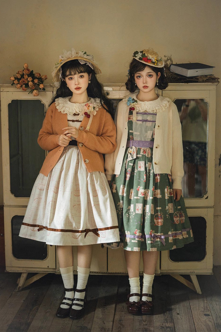 Watercolor Print JSK Dress with Sweet Elegance - Forest