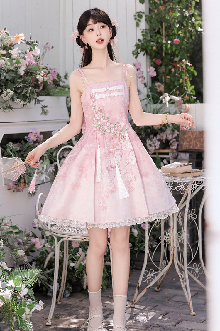 Cherry Blossom Whispers JSK Set with Tassel & Chinese Style