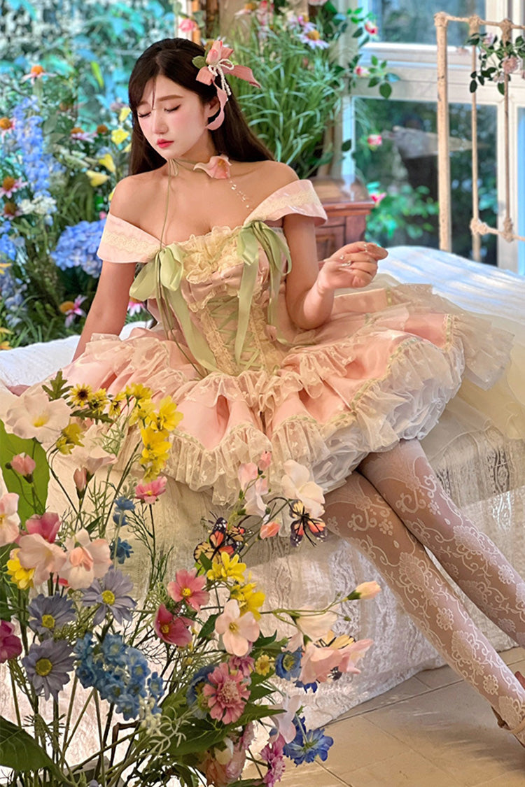 Tulip Love Song Princess Dress with Boat Neck & Ruffles