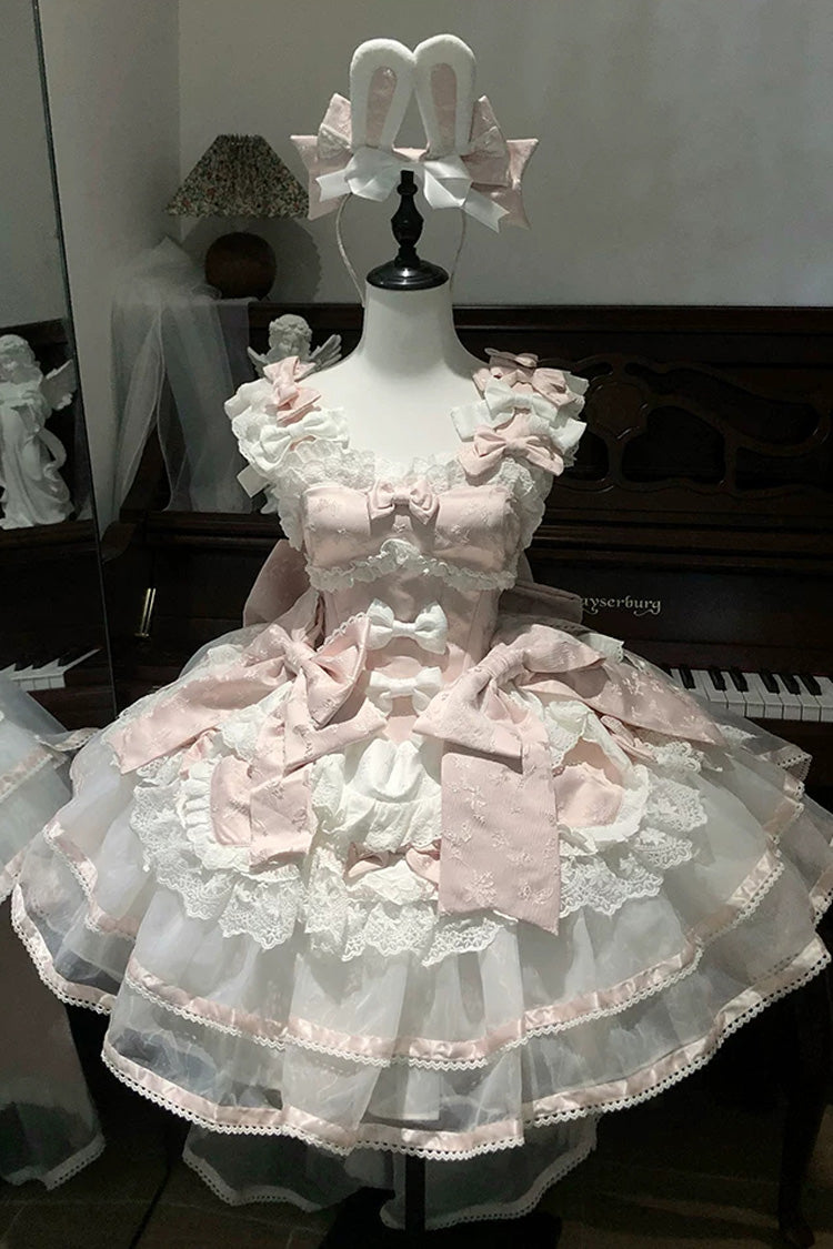 Velvet Rabbit JSK Set with Ruffled Straps & Bow Accents