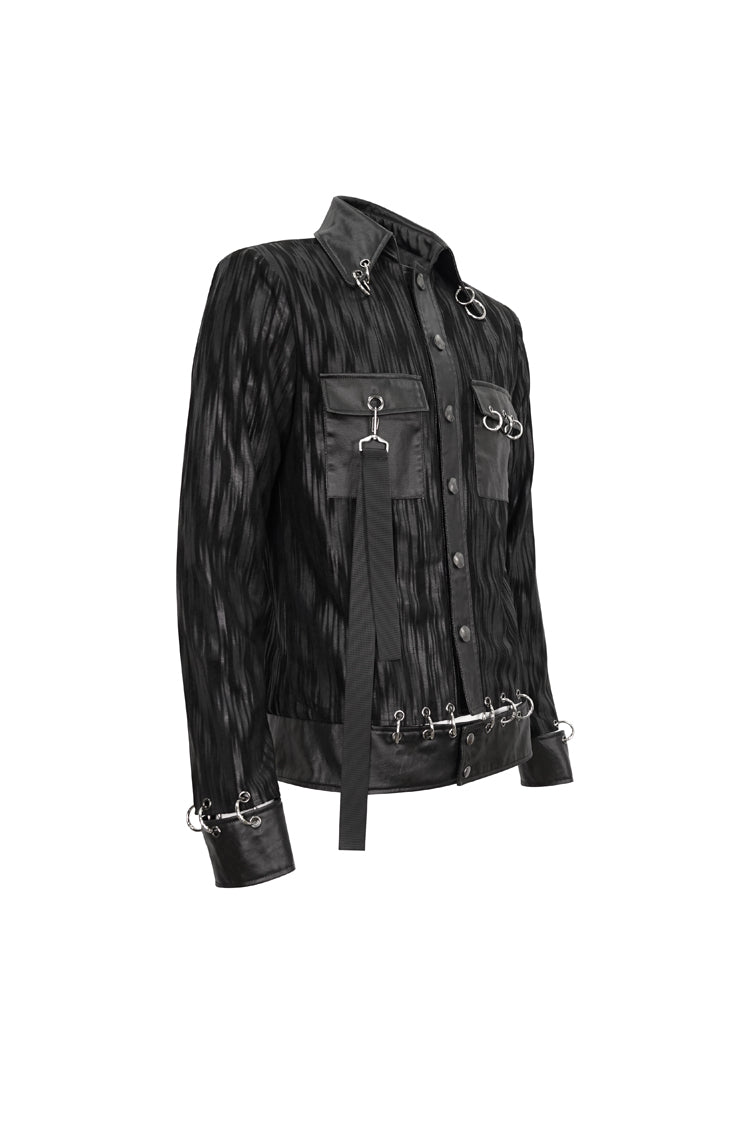 Raven Ring Perforated Lapel Buttoned Punk Jacket for Men