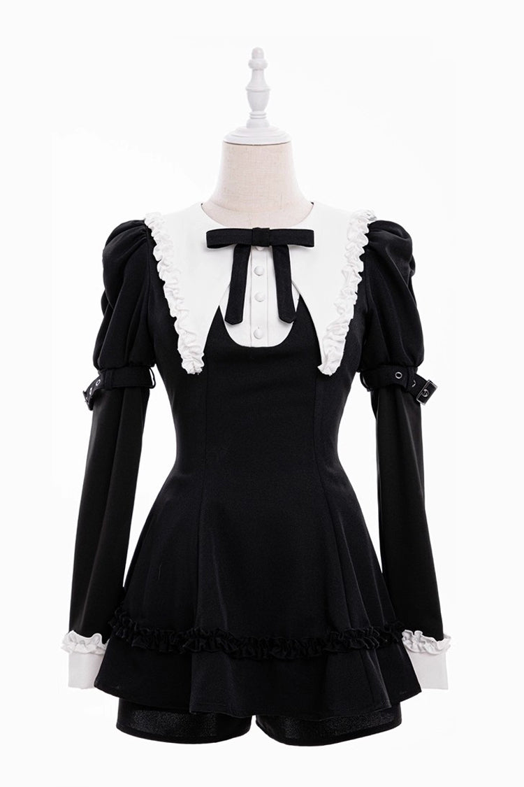 Black and White Sorceress Set with Ruffled Sleeves - Jirai Kei Style