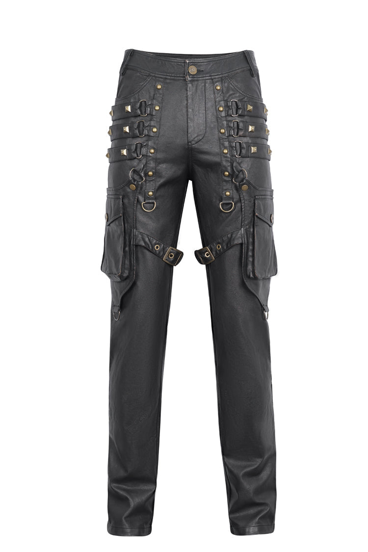 Men's Gothic Pants with Bronze Studs & Oversized Pocket
