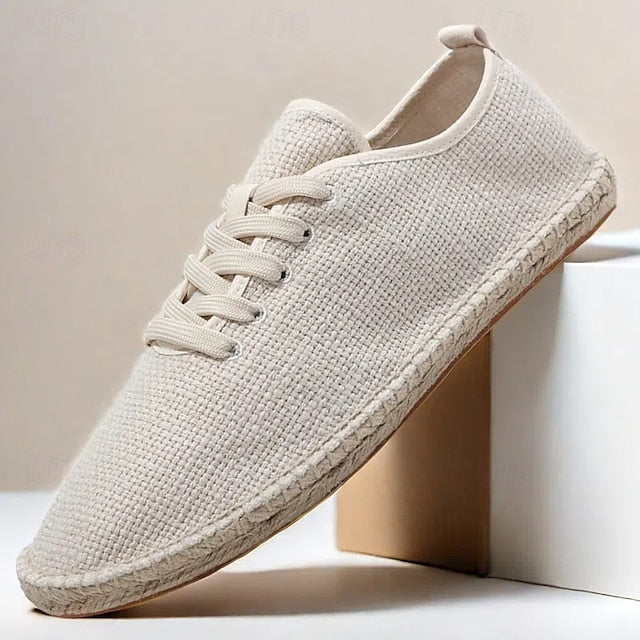 with Espadrille Jute Shoes Canvas Beige Lace-Up Men's Rope