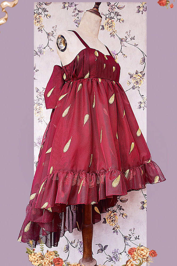 Feather Snowflake Embroidery Sleeveless Ruffle Bow Sweet Lolita JSK in Three Shades
