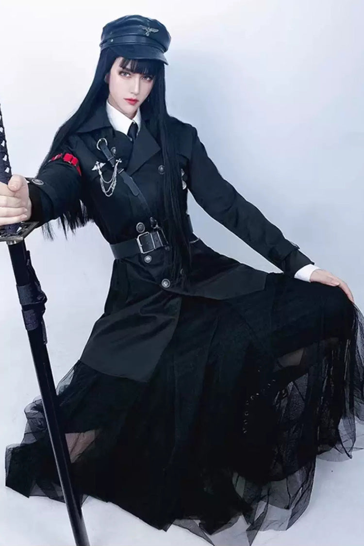 Elegant Gothic Military Long-Sleeve Coat with Ouji Style
