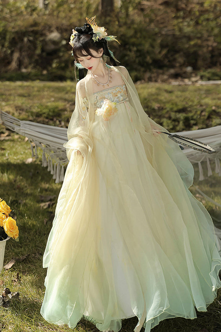 Spring Banquet High-Waisted Ombre Embroidered Classic Hanfu Set