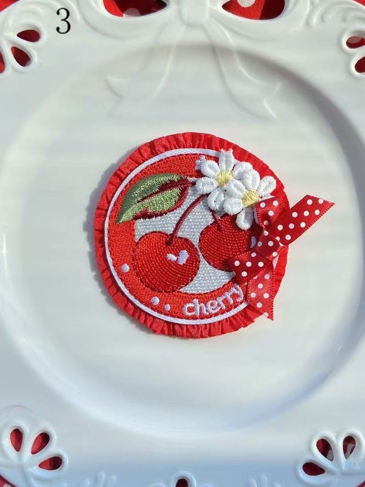 Decorated Cherry/Strawberry/Cake Brooch/Hairclip Options Bowknot 11