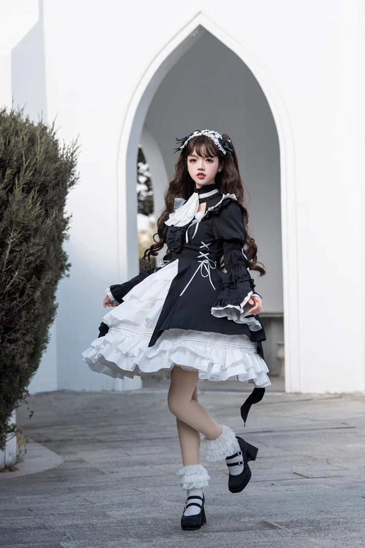 Noir Twilight Sorceress Cardigan Gown with Detachable Sleeves - Dark Lolita