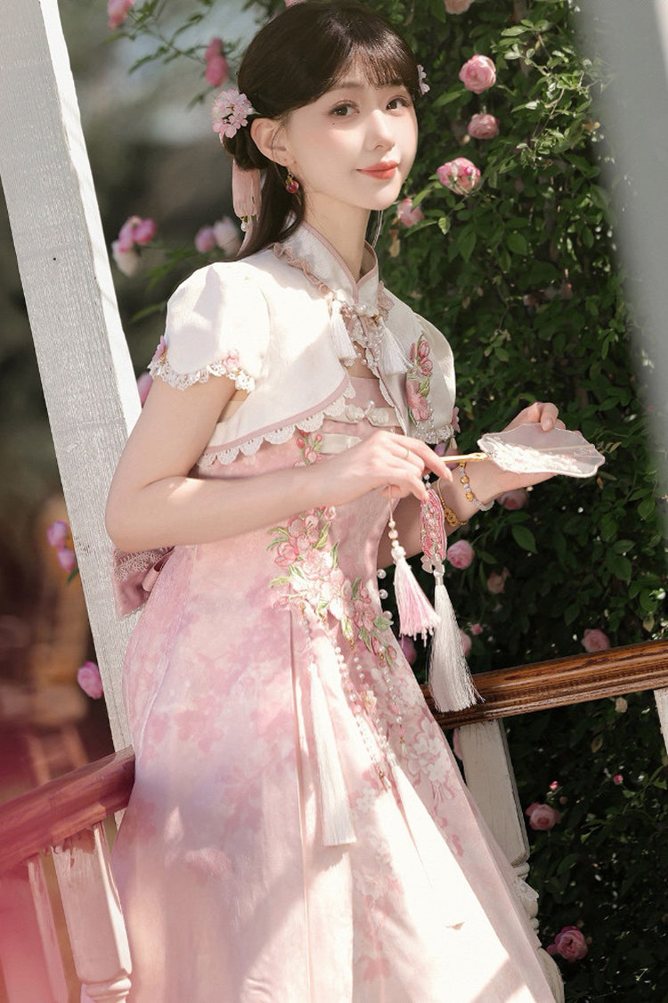Cherry Blossom Whispers JSK Set with Tassel & Chinese Style
