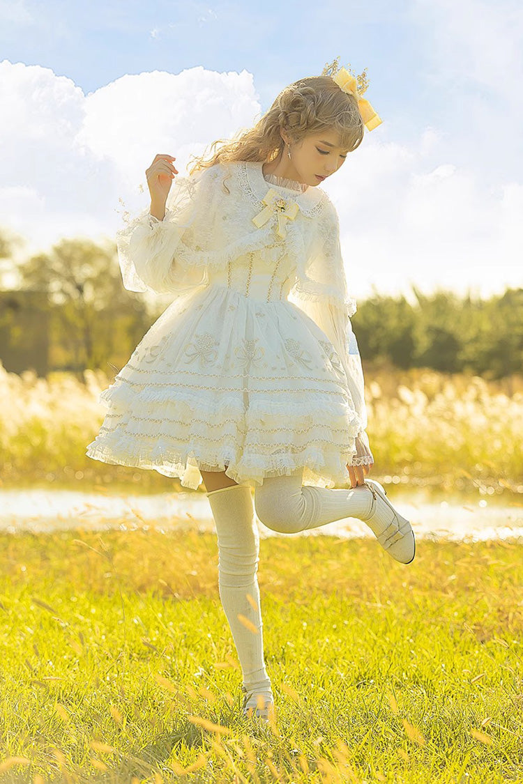 Ivory Layered Ethereal Dance Print Tulle Sweetheart JSK Gown