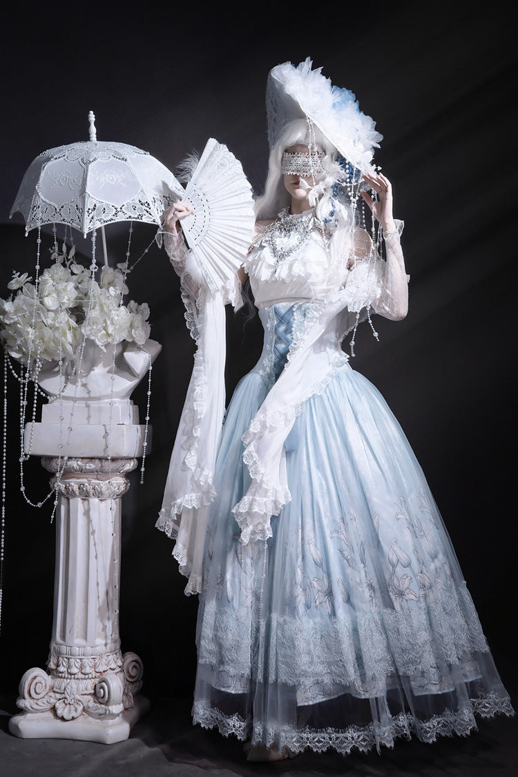 Snow Lily Hanayome Embroidery Skirt Set