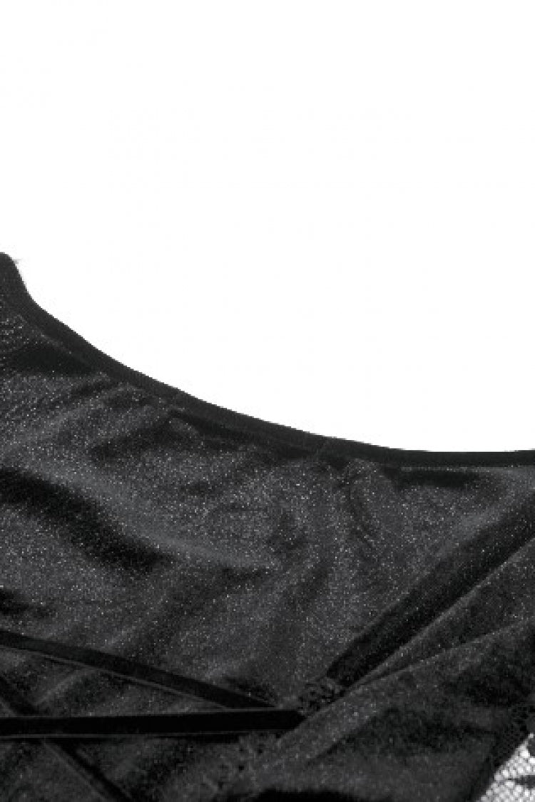 Gothic Dress with Trumpet Sleeves and Lace Up