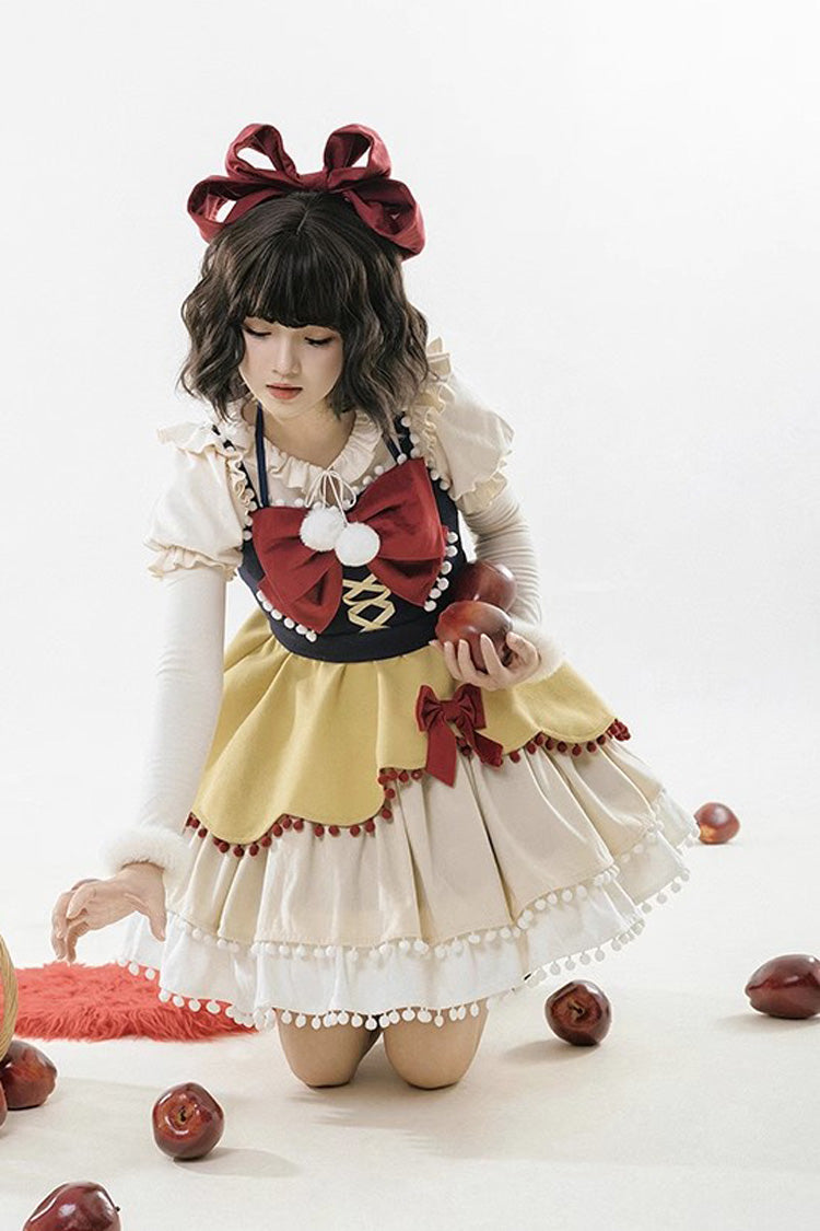 Autumn Winter Multi-Layer Ruffle JSK Dress with Bow