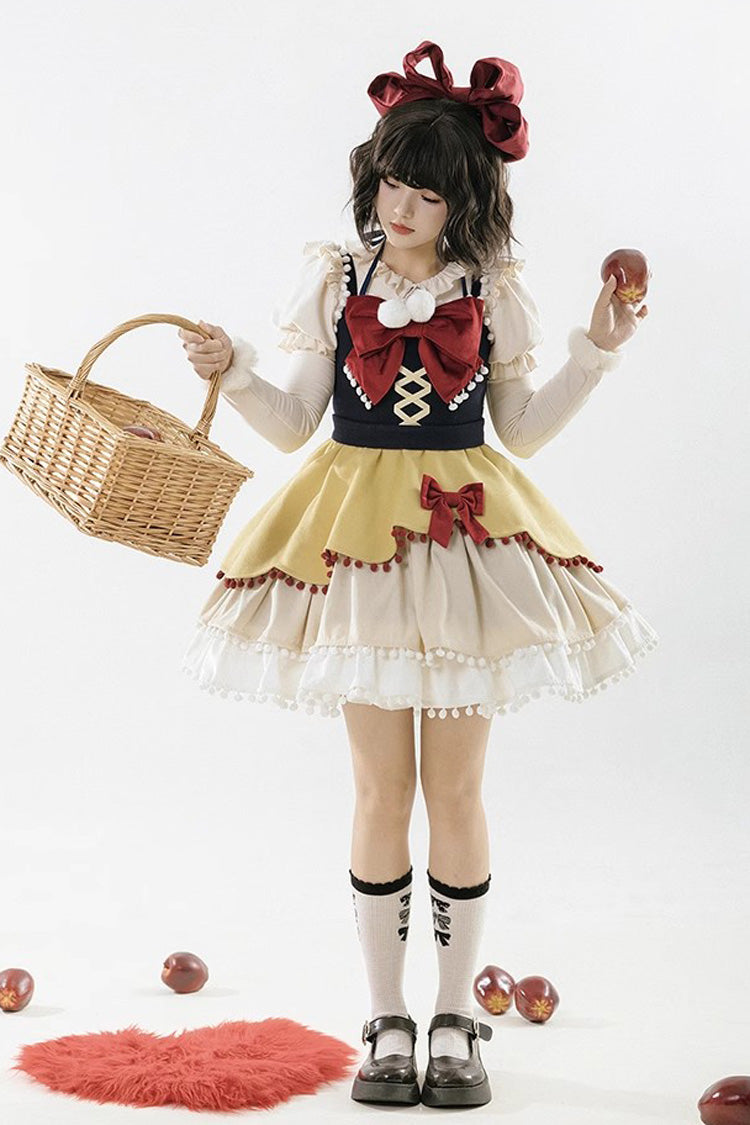 Autumn Winter Multi-Layer Ruffle JSK Dress with Bow