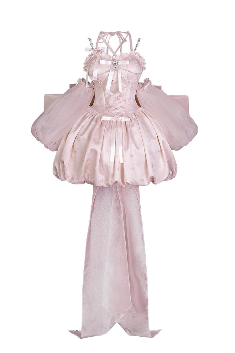 Blush Sleeveless Ruffle Bow Corset Sweet Tulip Jumper Set - The Runaway Princess