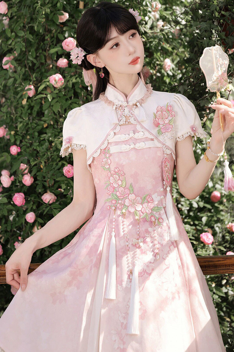Cherry Blossom Whispers JSK Set with Tassel & Chinese Style