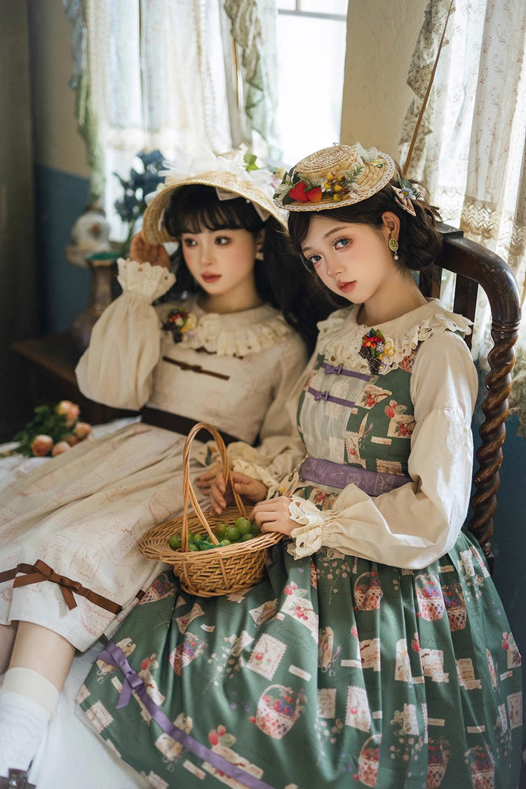 Watercolor Print JSK Dress with Sweet Elegance - Forest