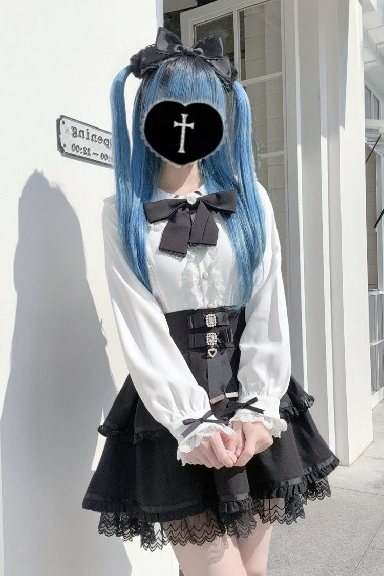 Rabbit Ear Long Sleeve Bow Lace Sweet Jirai Kei Blouse