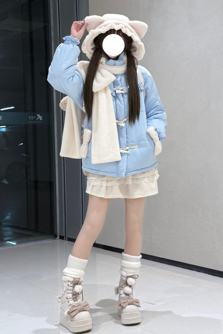 Cute Cat Bow-Trim Hooded Sweet Lolita Coat in Two Colors
