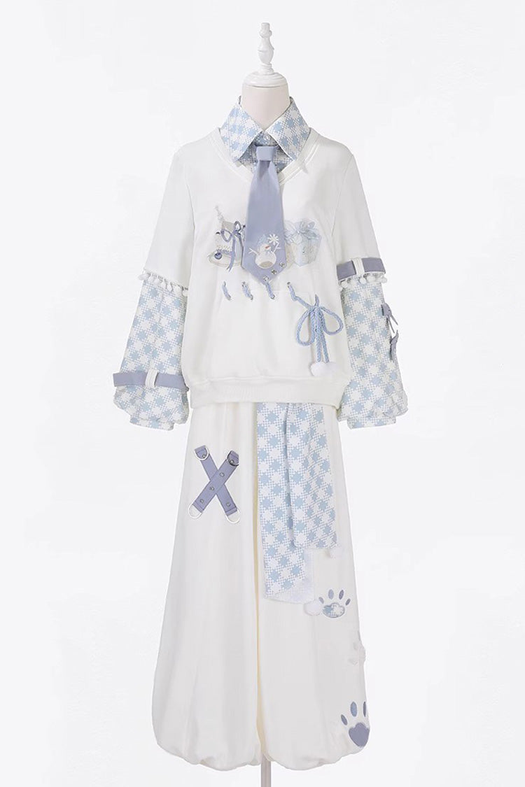 Ivory Prince Ouji Lolita Set with Asymmetric Print and Long Sleeves