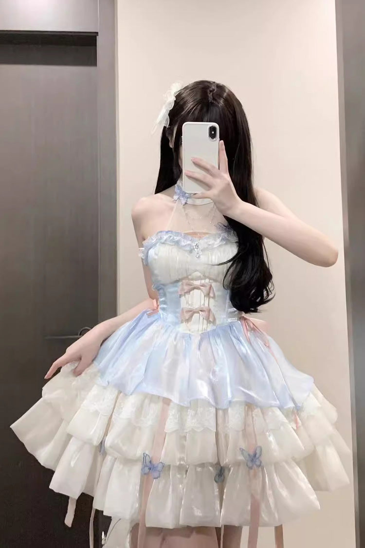 Sleeveless Sweet Elegant Princess Lolita Multi-Layer Ruffle Dress 3 Colors