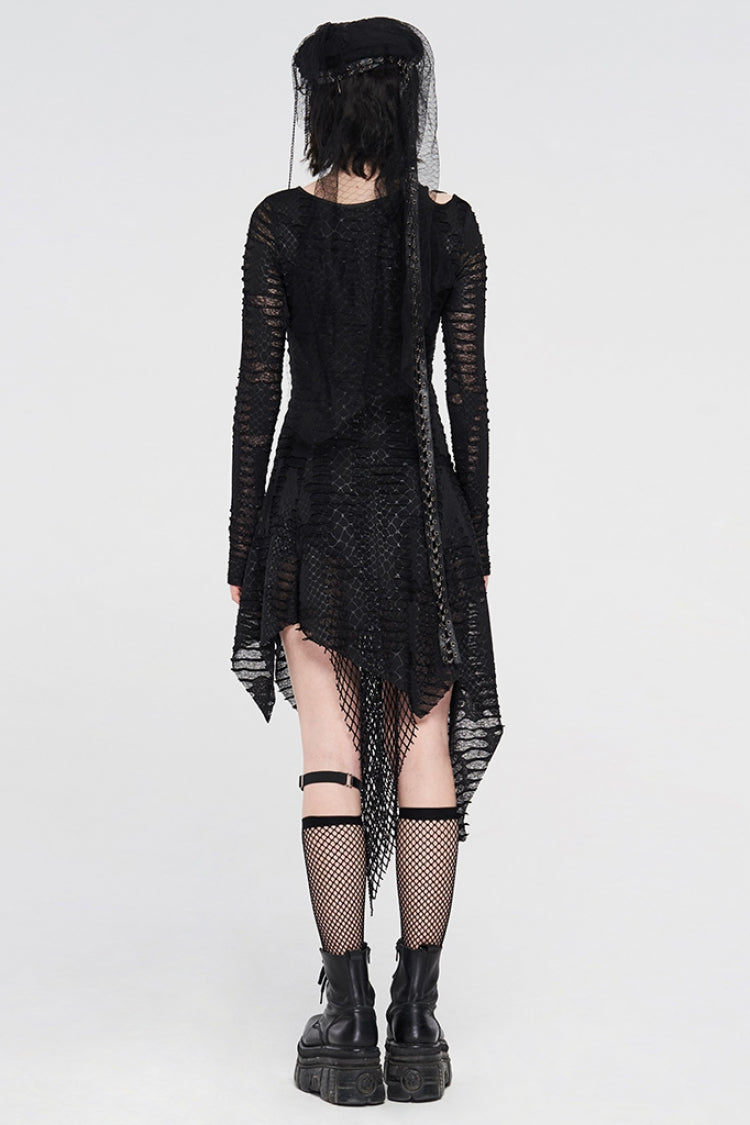 Black Cutout Irregular Ripped Gothic Dress