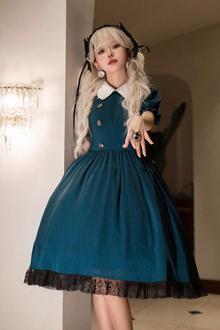 Dark Green Deacon Detachable Apron Gothic Gown