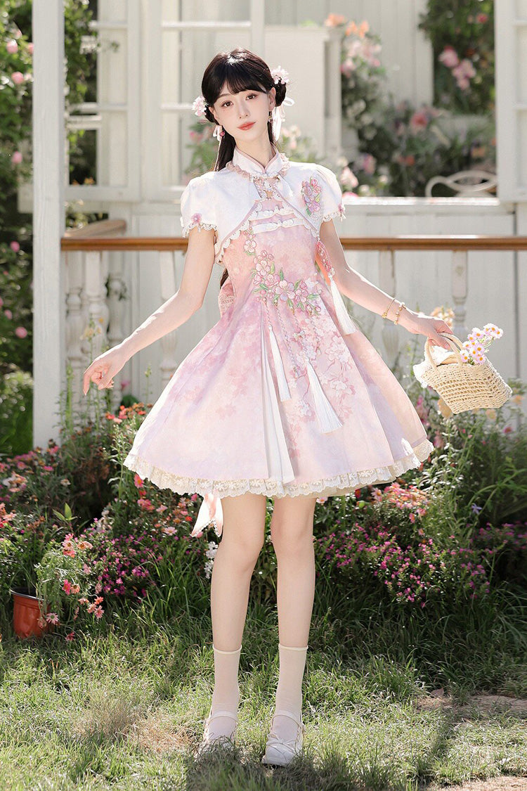 Cherry Blossom Whispers JSK Set with Tassel & Chinese Style