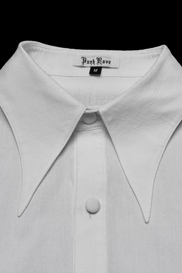 Ivory Men's Gothic Blouse with Detachable Necktie and Puff Sleeves