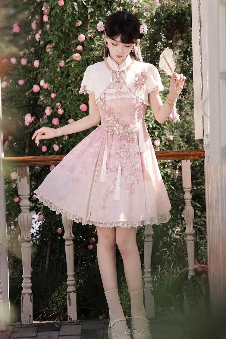 Cherry Blossom Whispers JSK Set with Tassel & Chinese Style