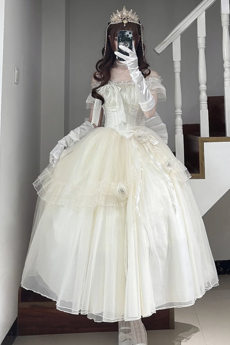 Apricot Off-Shoulder Sweet Elegant Princess Lolita Dress with Bow