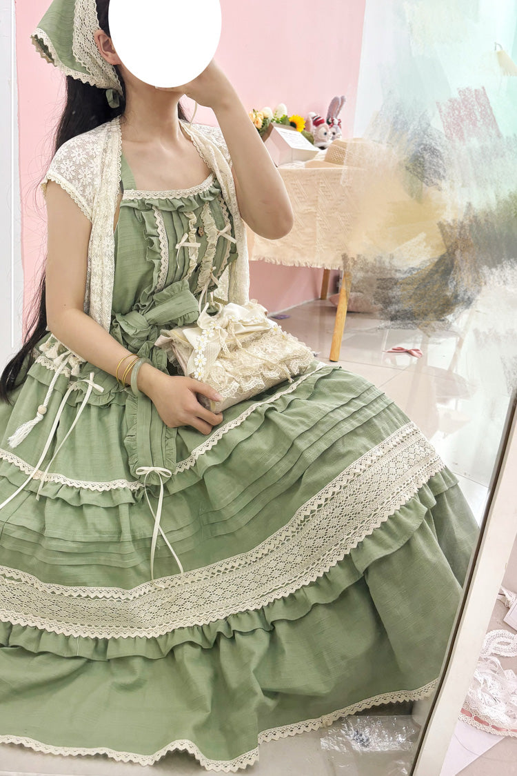 Summer Flower Tea Ruffle Bow Lace Sweet Lolita Jsk Dress 6 Colors