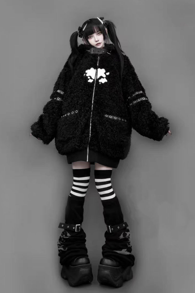 Bear Ears Hooded Zippered Gothic Jirai Kei Lolita Coat