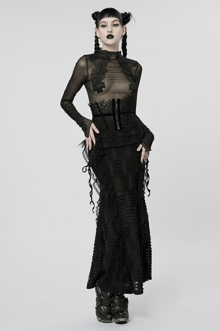 Women's Gothic Girdle with Hollow Mesh Design