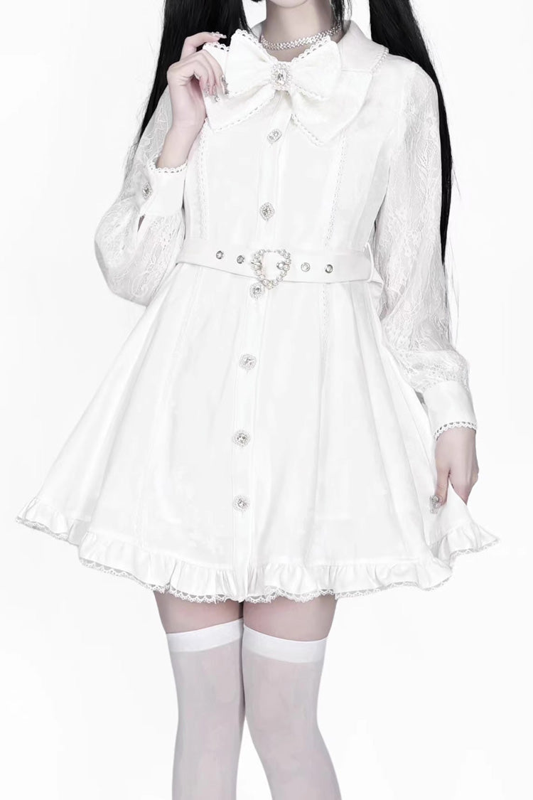 Ivory Detachable Cape Ruffled Lace Dark Elegant Dress
