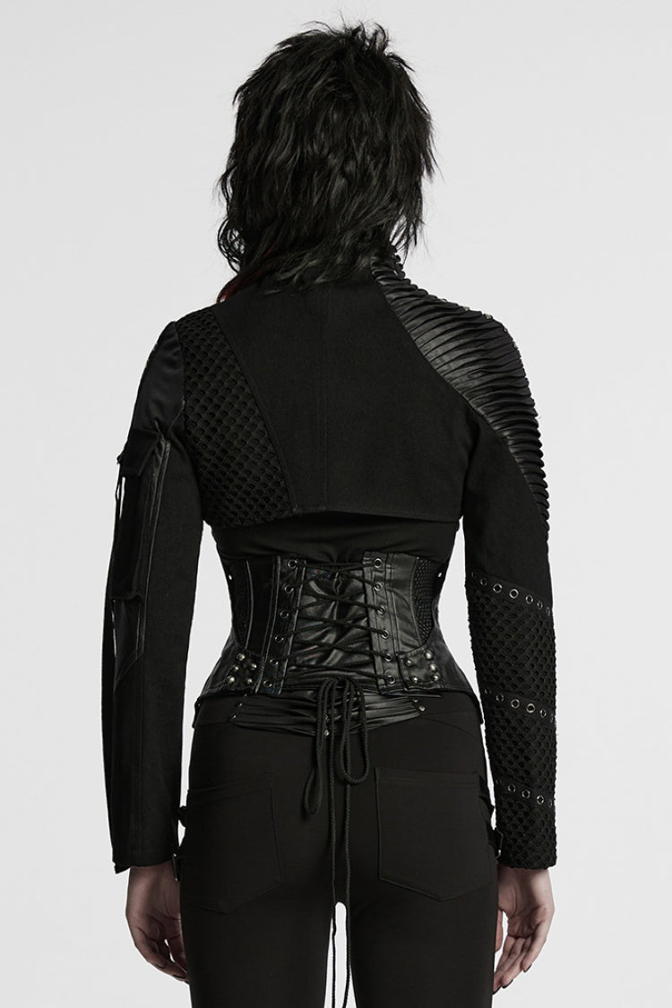 Punk Underbust Corset with Batlike Stitching & Zip Front