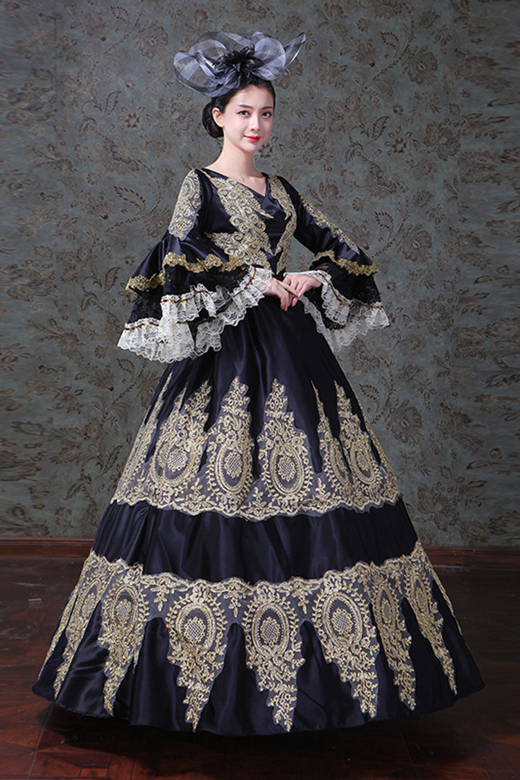 Victorian Lolita Prom Dress with High Waist and Embroidery