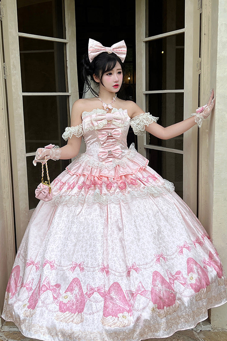 True Love Strawberry Print Dress with Off-Shoulder & Bow