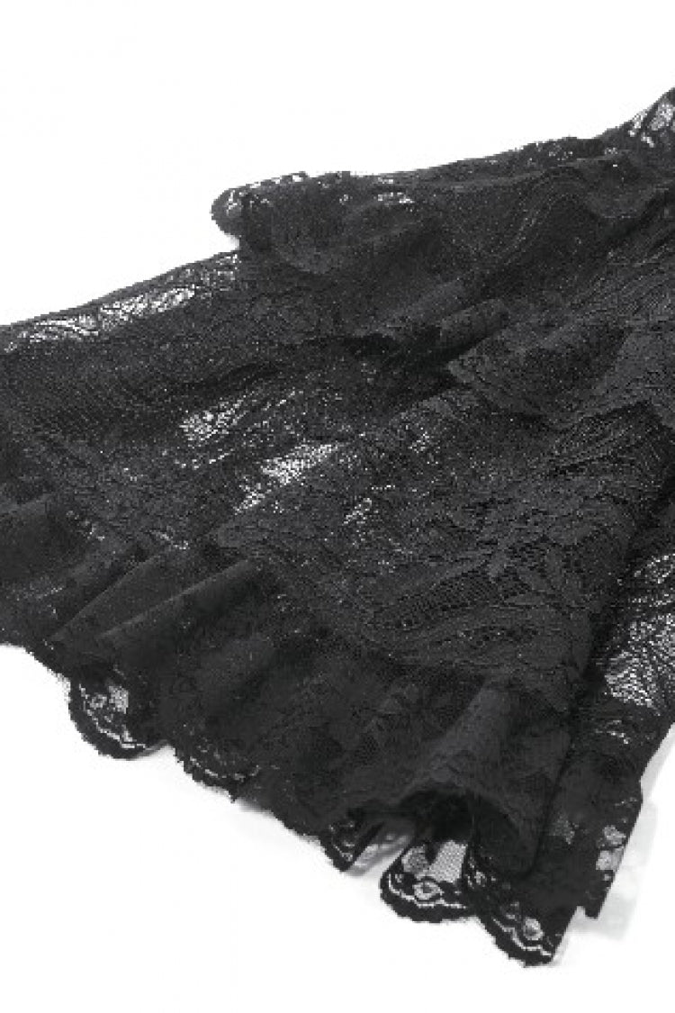 Gothic Dress with Trumpet Sleeves and Lace Up