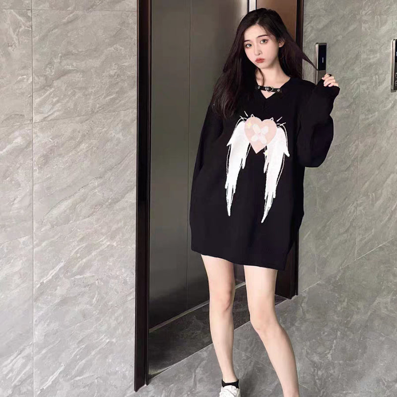 Cool Heart Wing Versatile Sweater MK Kawaii Store
