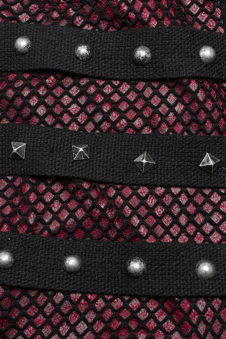Steampunk Men's Pants with Rivets and Mesh - Cracked Leather - Two Shades
