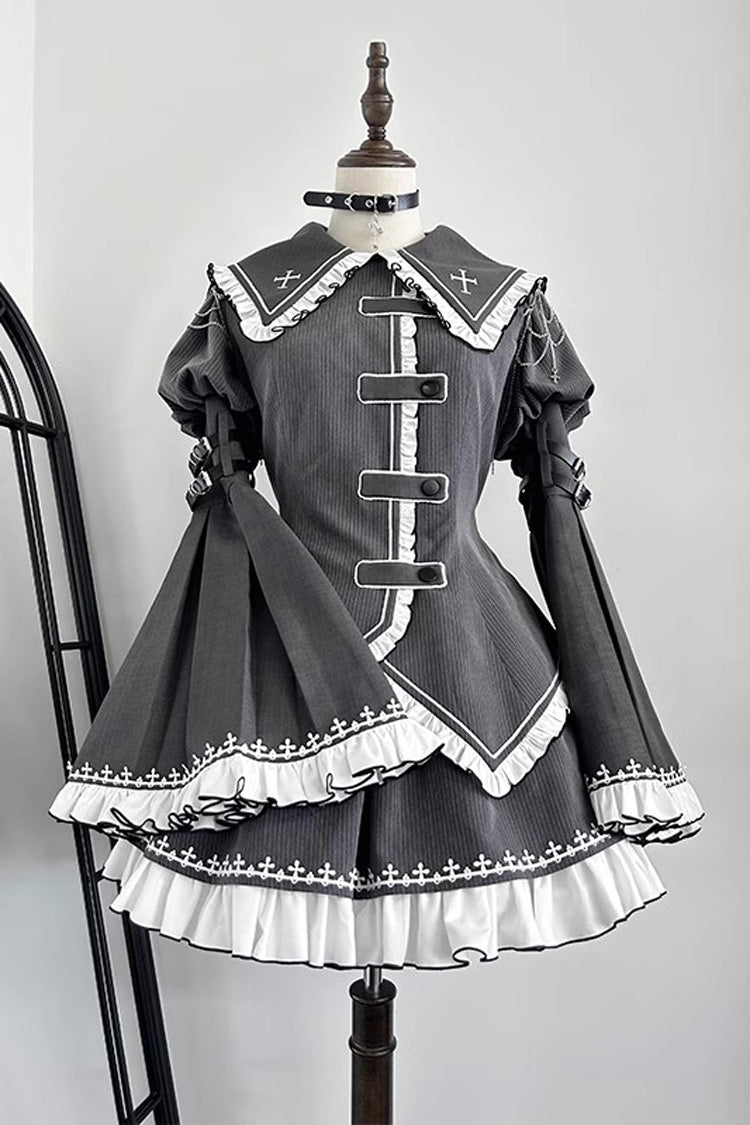 Hime Sleeve Embroidery Gothic Skirt Set