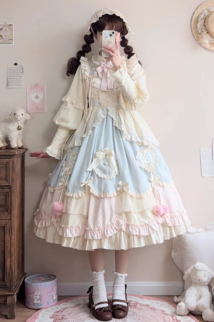Sweet Lolita JSK Dress with Layered Ruffles and Bow