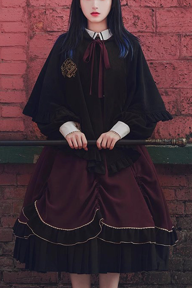 Purple Black Magician Two-Piece Ruffled Gothic Gown
