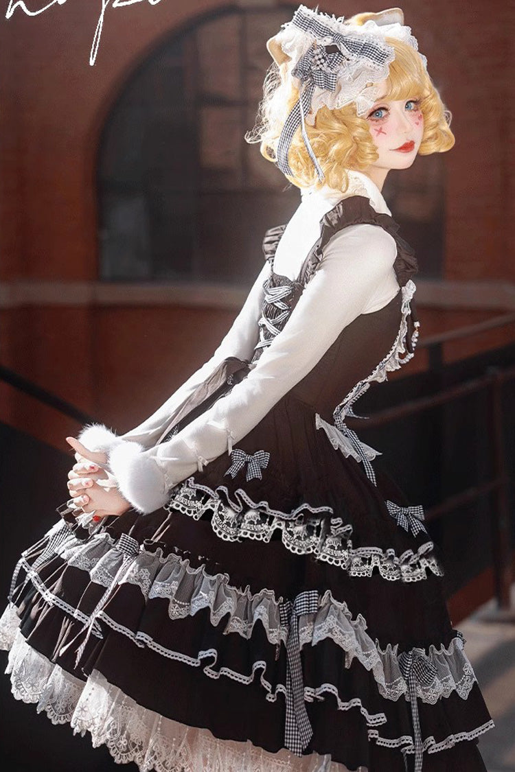 Multi-Layer Ruffle Sweet Lolita JSK Dress with Bow and Lace