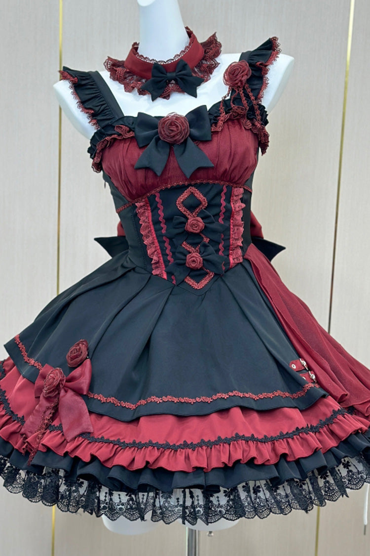 Shadow Rose Gothic Lolita Sleeveless Multi-Layer Ruffle Bowknot Jsk Dress 5 Colors